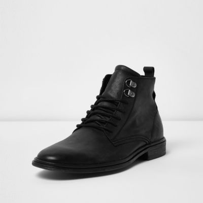 Black washed leather boots